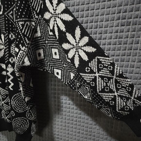 VTG 80s Silver Geometric Sweater Lg/XL Sparkle Witchy Holiday Goth Rock Fairy - Picture 5 of 11